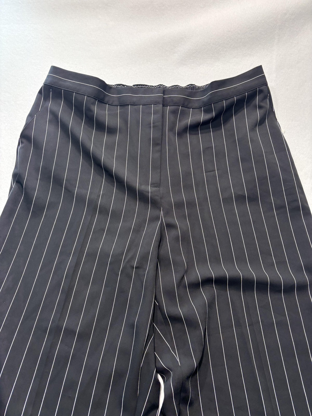 Nordstrom Dress Pants Womens XXL Black Penelope Pinstripe Wide Leg Pull On