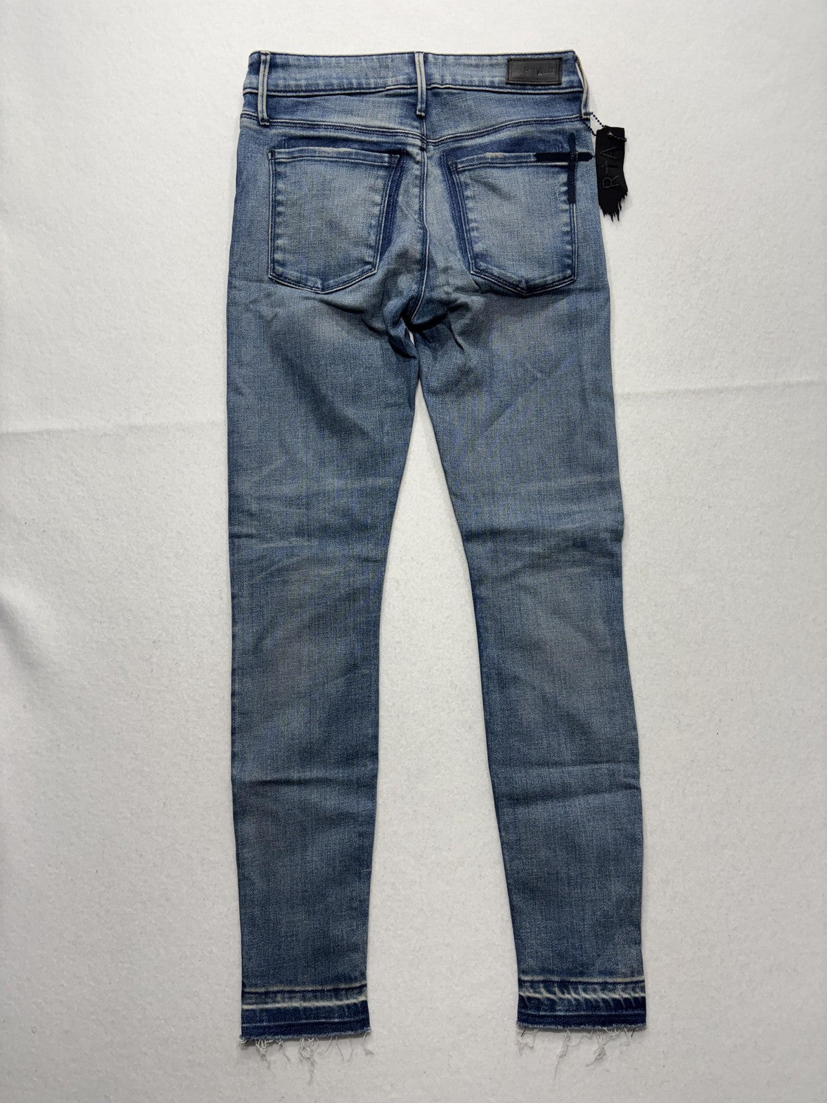 RtA Jeans Womens 25 Blue Medium Wash Mid Rise Skinny Stretch Raw Hem 25x29
