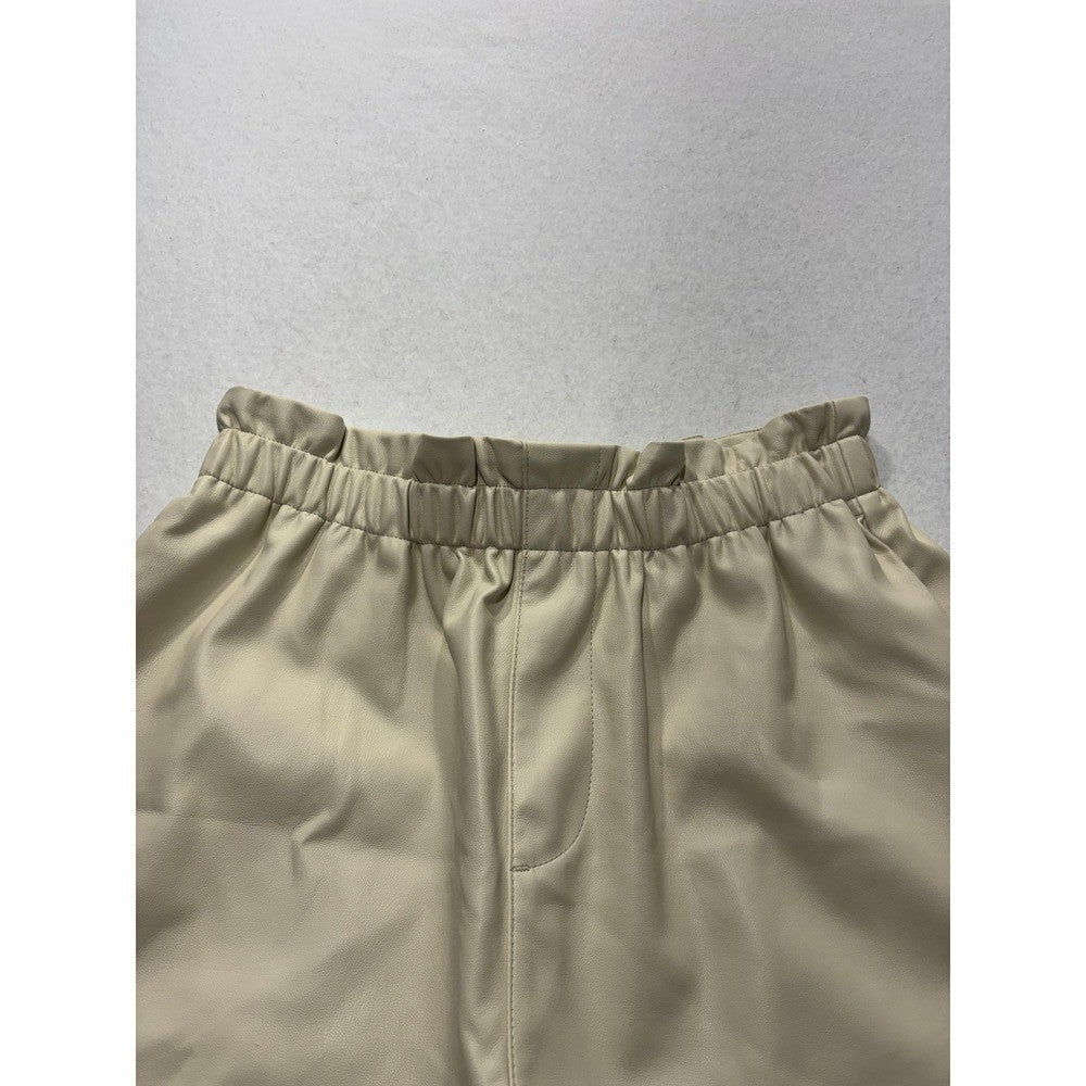 Steve Madden Womens Beige Faux Leather Paperbag Waist Pull On Shorts BL13940X S