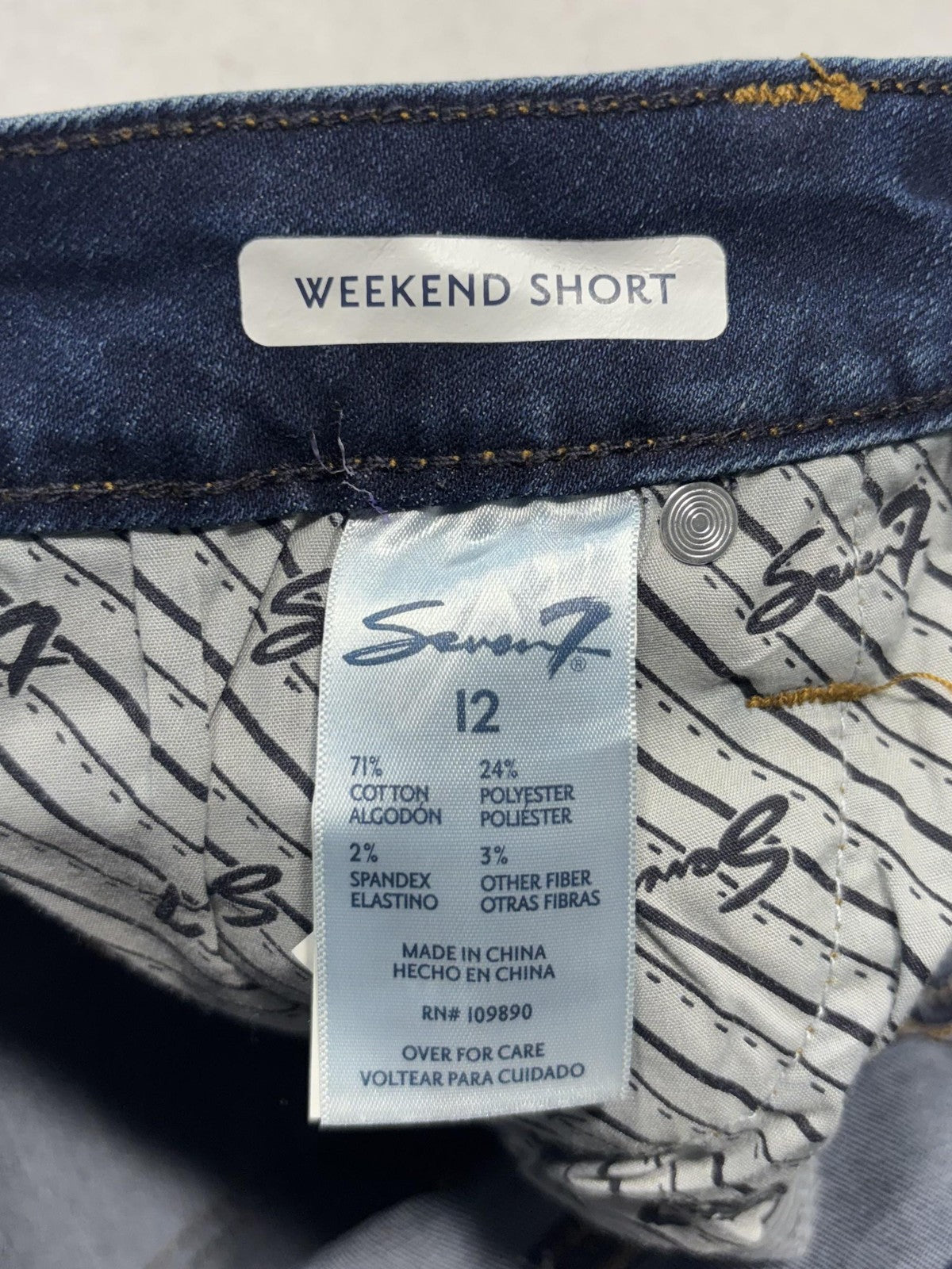 Seven7 Shorts Womens 12 Blue Weekend Short Bermuda Cuffed Denim Stretch 5 Pocket