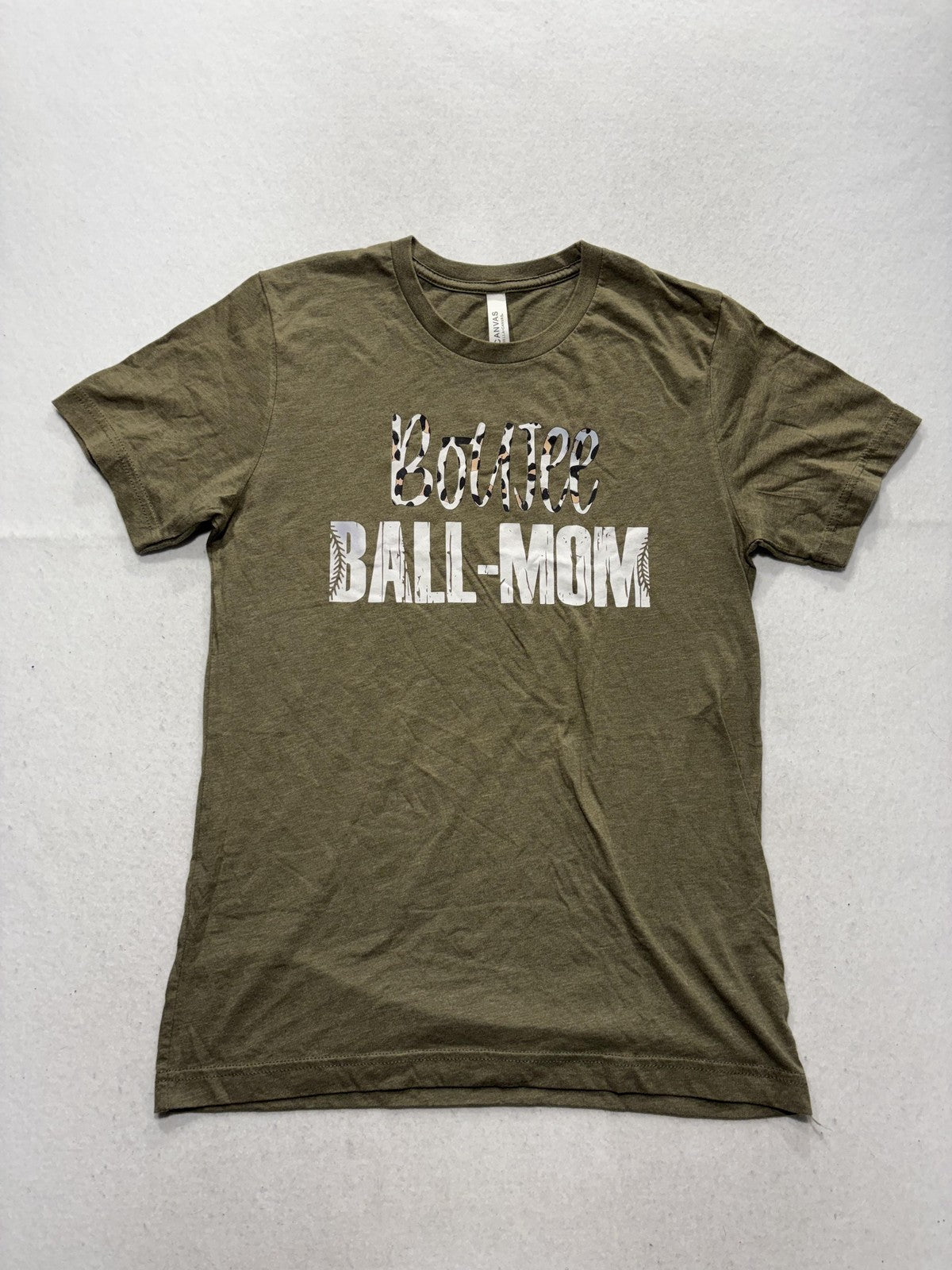 Bella + Canvas Shirt Womens Medium Green Boujee Ball Mom Graphic Tee Baseball