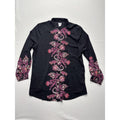 Chicos Womens 2 Black Paisley Floral Tunic Blouse Long Sleeve Mandarin Top