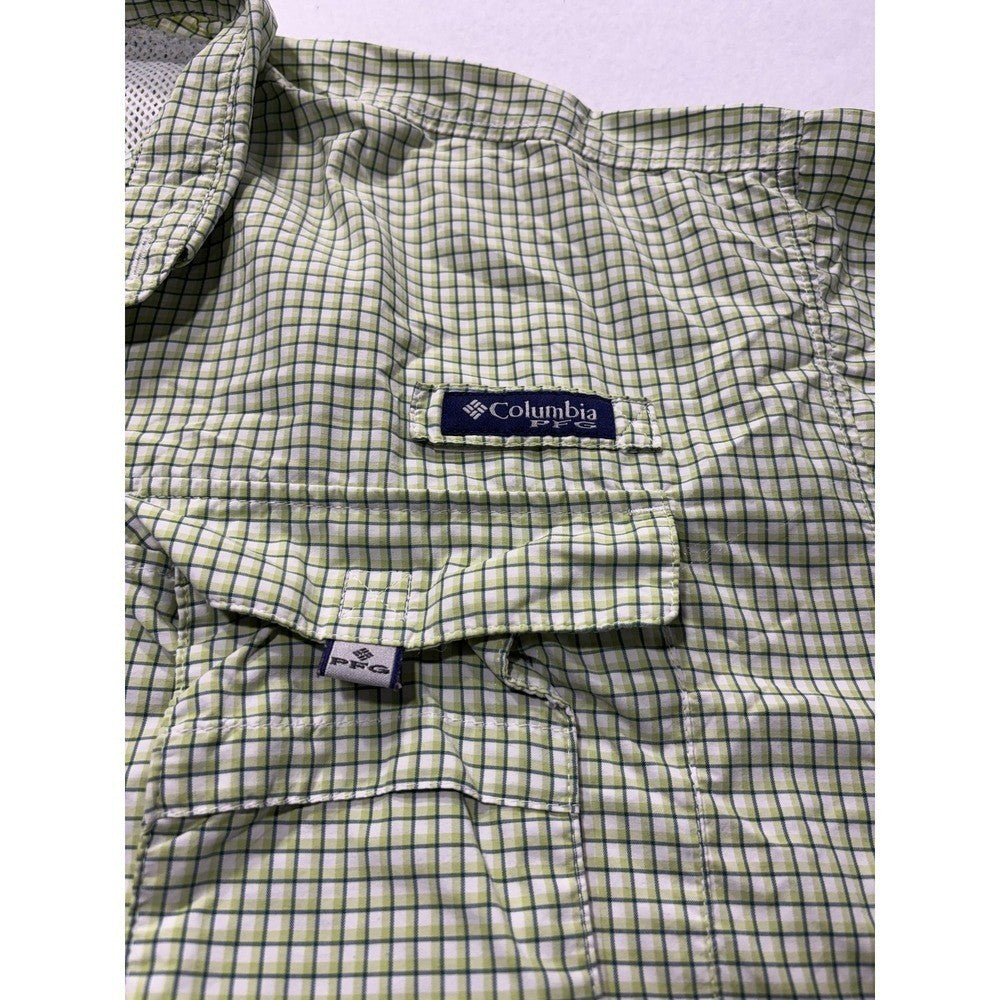 Columbia PFG Super Bahama Shirt Mens 2XL Green Short Sleeve Fishing Button Up