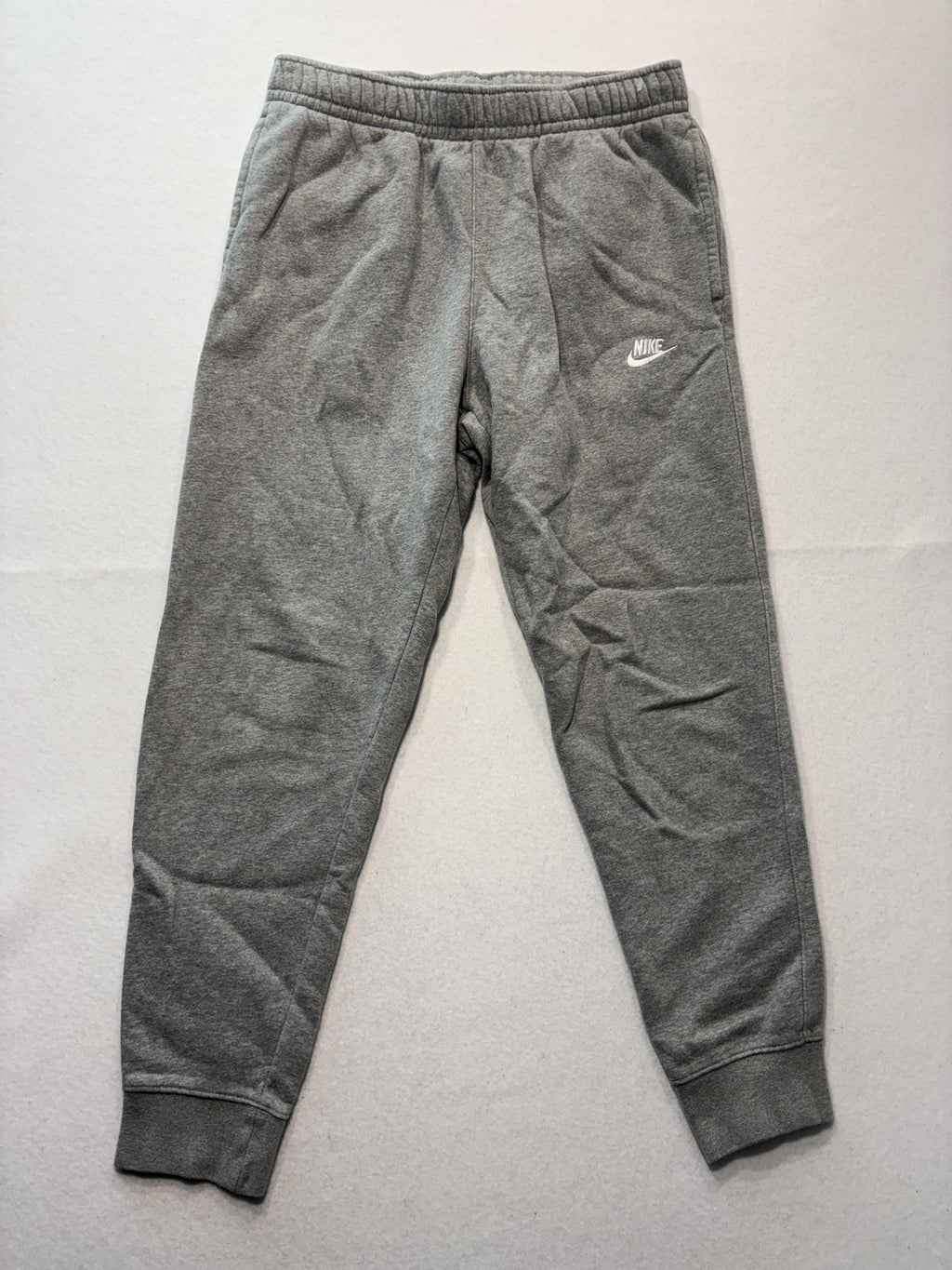 Nike Jogger Pants Mens Medium Gray Fleece Elastic Waist Tapered Athletic Pockets