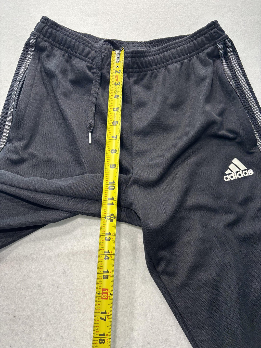 Adidas Track Pants Mens Medium Black AEROREADY Elastic Waist Side Stripe
