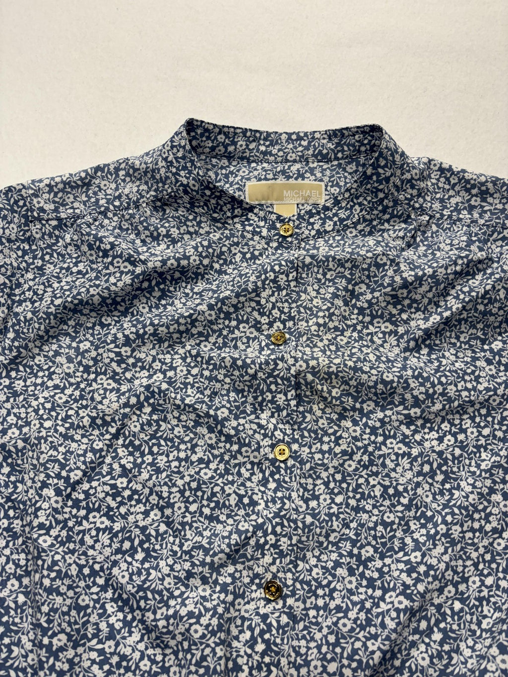 MICHAEL Michael Kors Romper Womens Large Blue Floral Long Sleeve Button Front