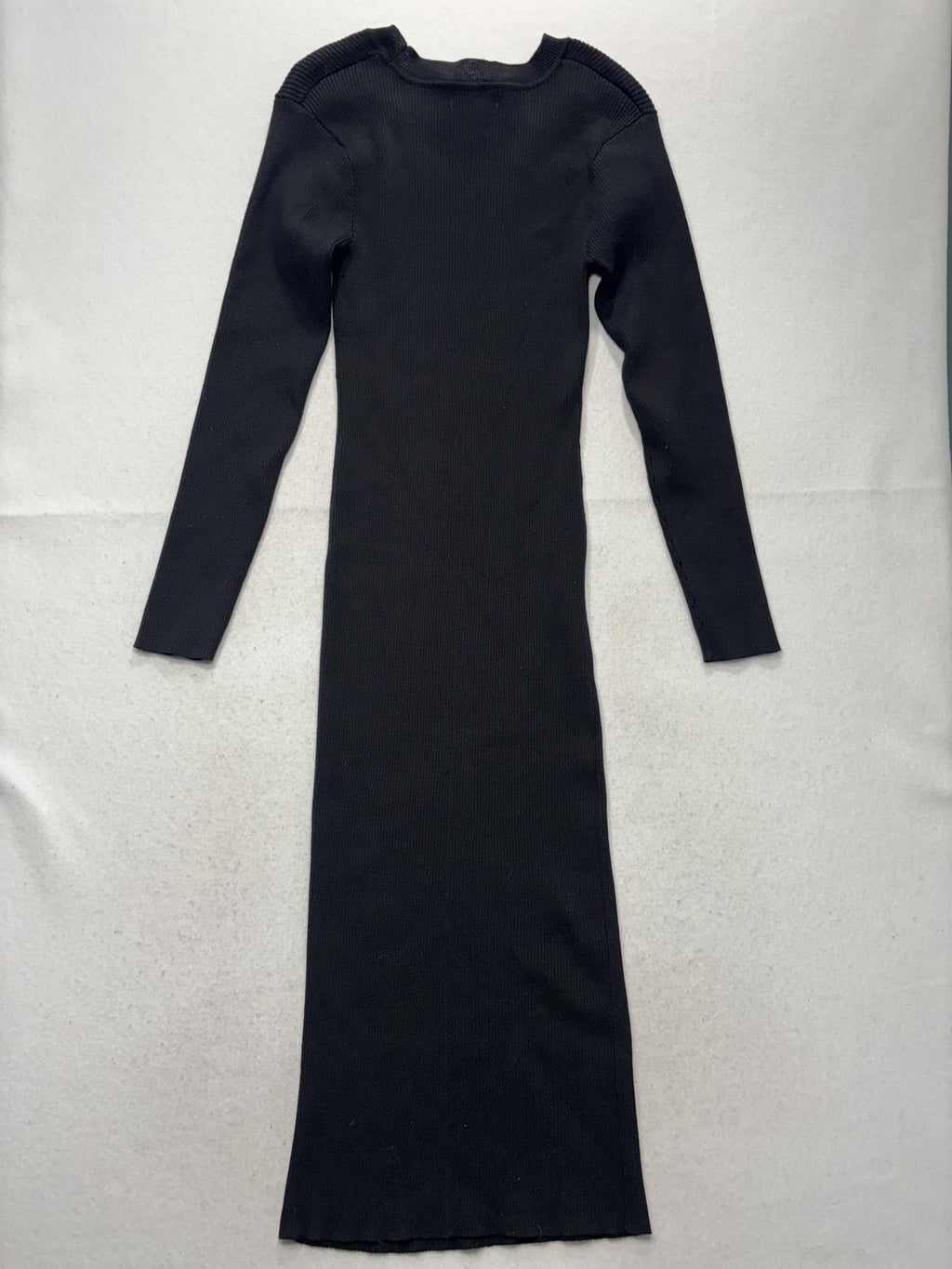 And Now This Black Ribbed Knit Crew Neck Cutout Bodycon Sweater Dress Womens M