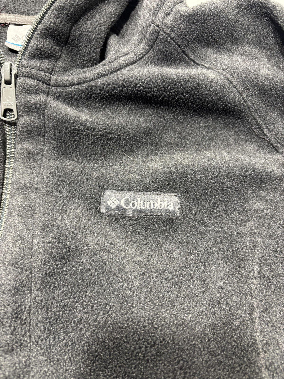 Columbia Jacket Womens L Gray Fleece Hooded Full Zip Mid Length Pockets Outdoor