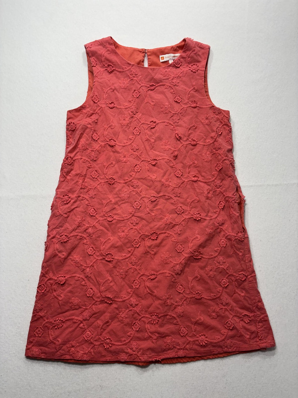 Jude Connally Dress Womens 8 Pink Floral Embroidered Sleeveless Shift