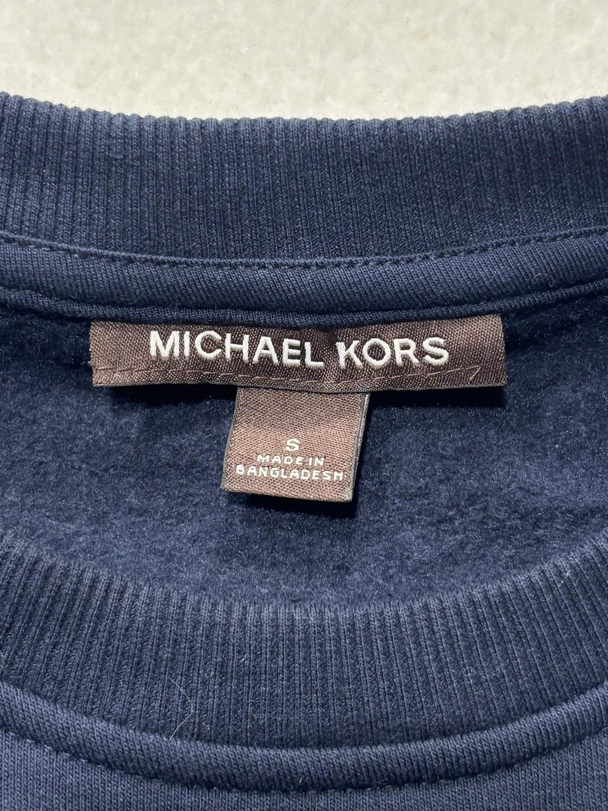 Michael Kors Sweatshirt Mens Small Blue Fleece Crew Neck MK Logo Pullover