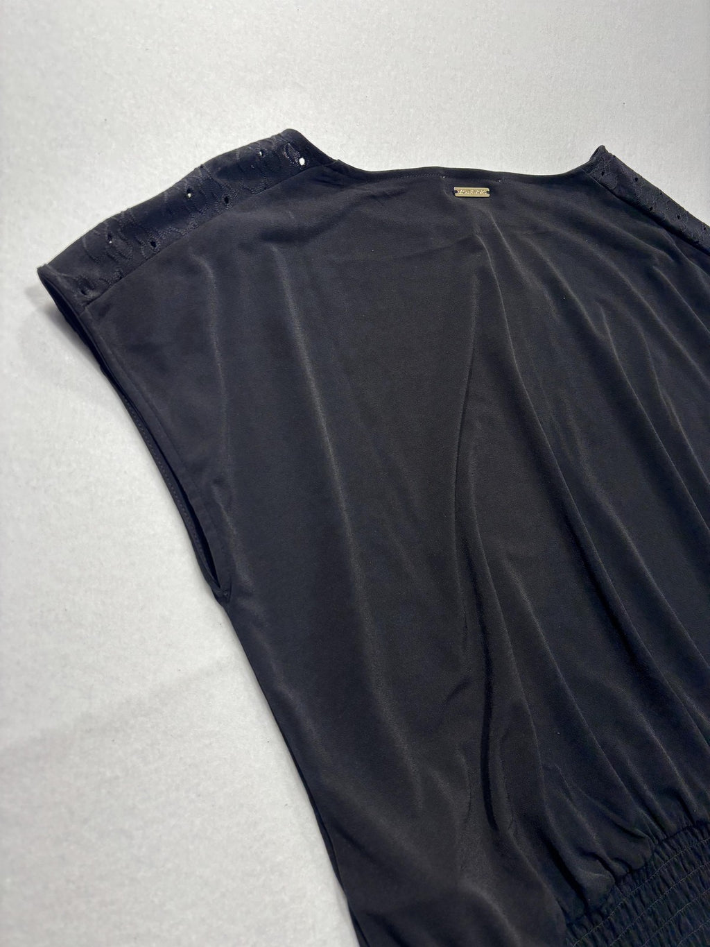 MICHAEL Michael Kors Blouse Womens Large Black Boatneck Lace Shoulder Top