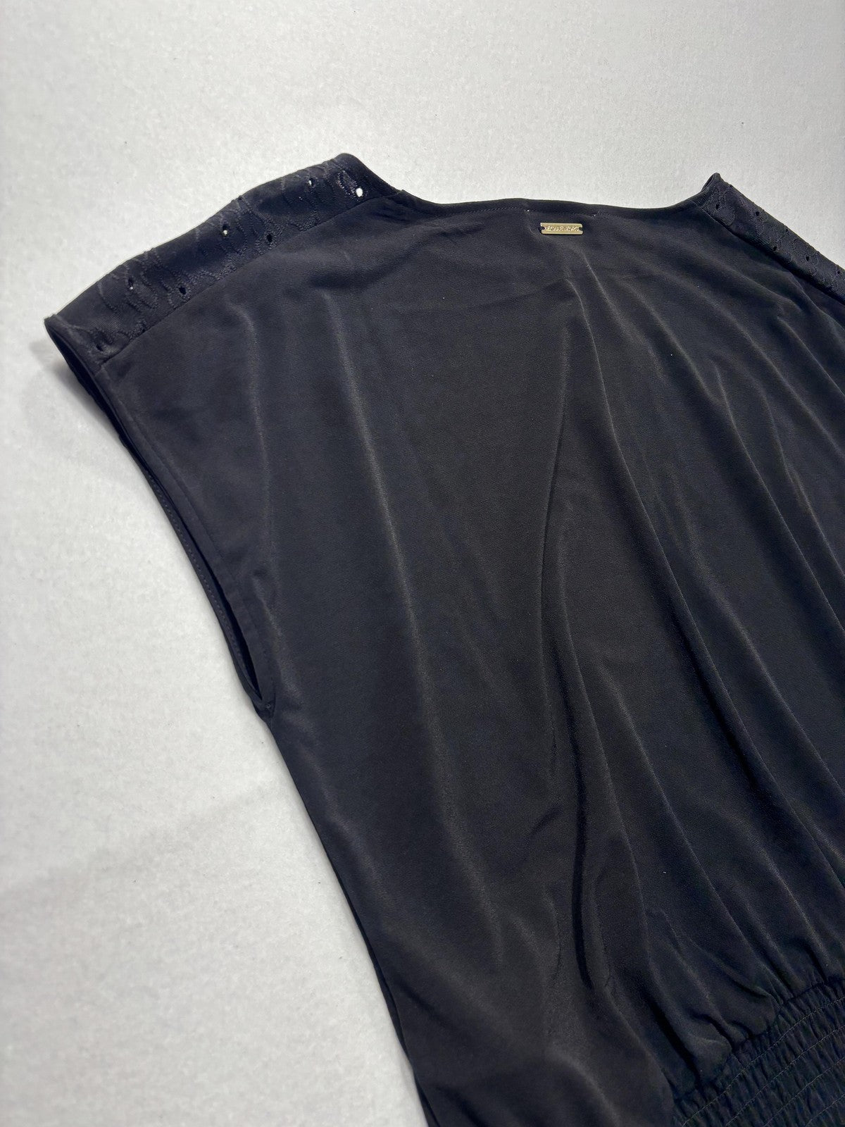 MICHAEL Michael Kors Blouse Womens Large Black Boatneck Lace Shoulder Top