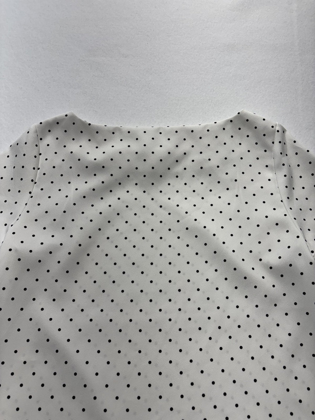 Banana Republic Blouse Womens S Petite White Polka Dot Boatneck Short Sleeve Top
