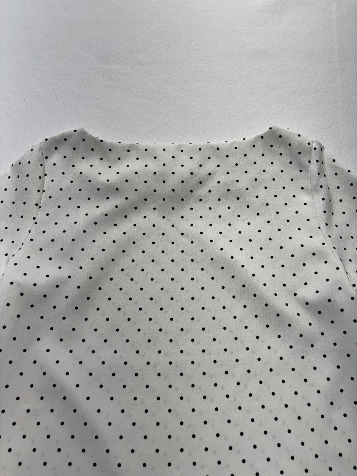 Banana Republic Blouse Womens S Petite White Polka Dot Boatneck Short Sleeve Top