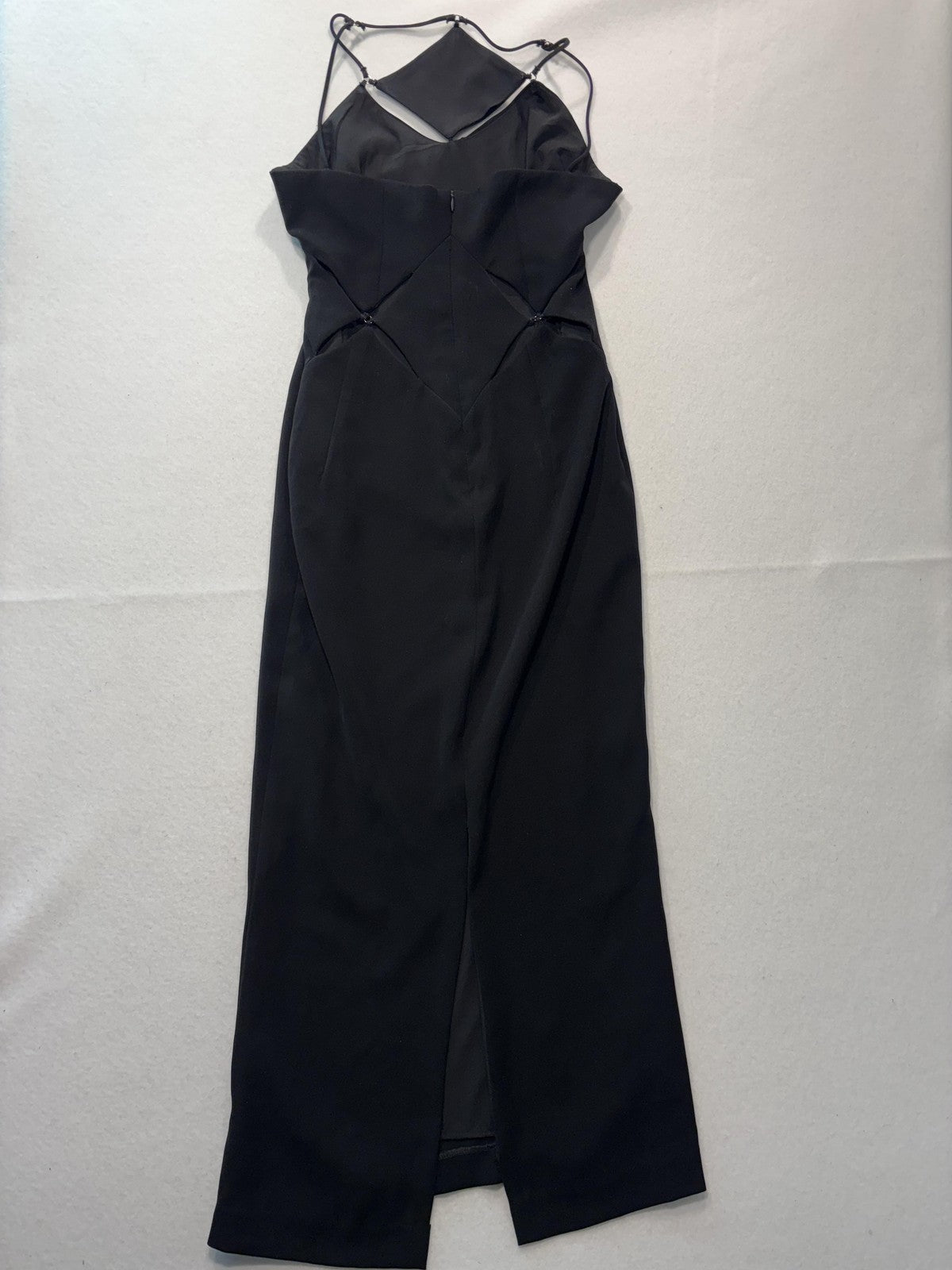 ELPIS Dress Womens Medium Black High Neck Cutout Strappy Maxi Slip Formal Gown