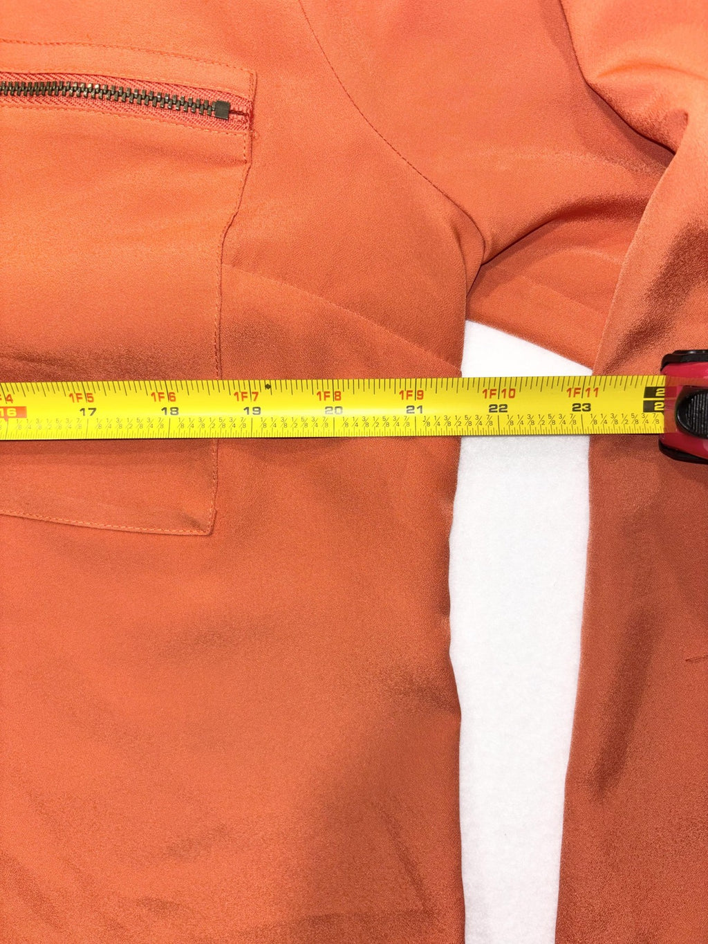 MICHAEL Michael Kors Blouse Womens Large Orange V Neck Zip Pocket Tunic Top