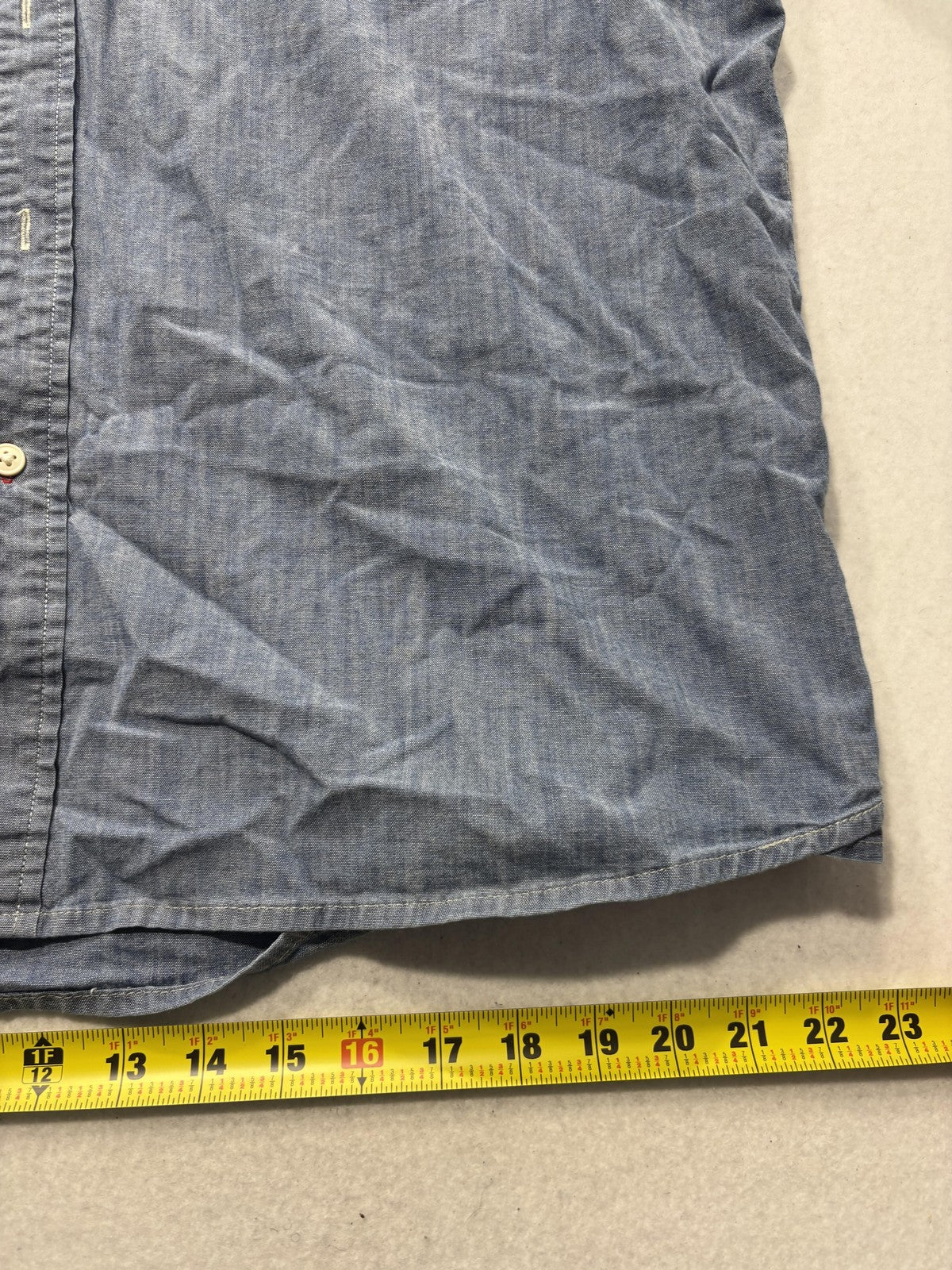 Wrangler Mens XL Blue Chambray Short Sleeve Button Up Western Shirt 112367983