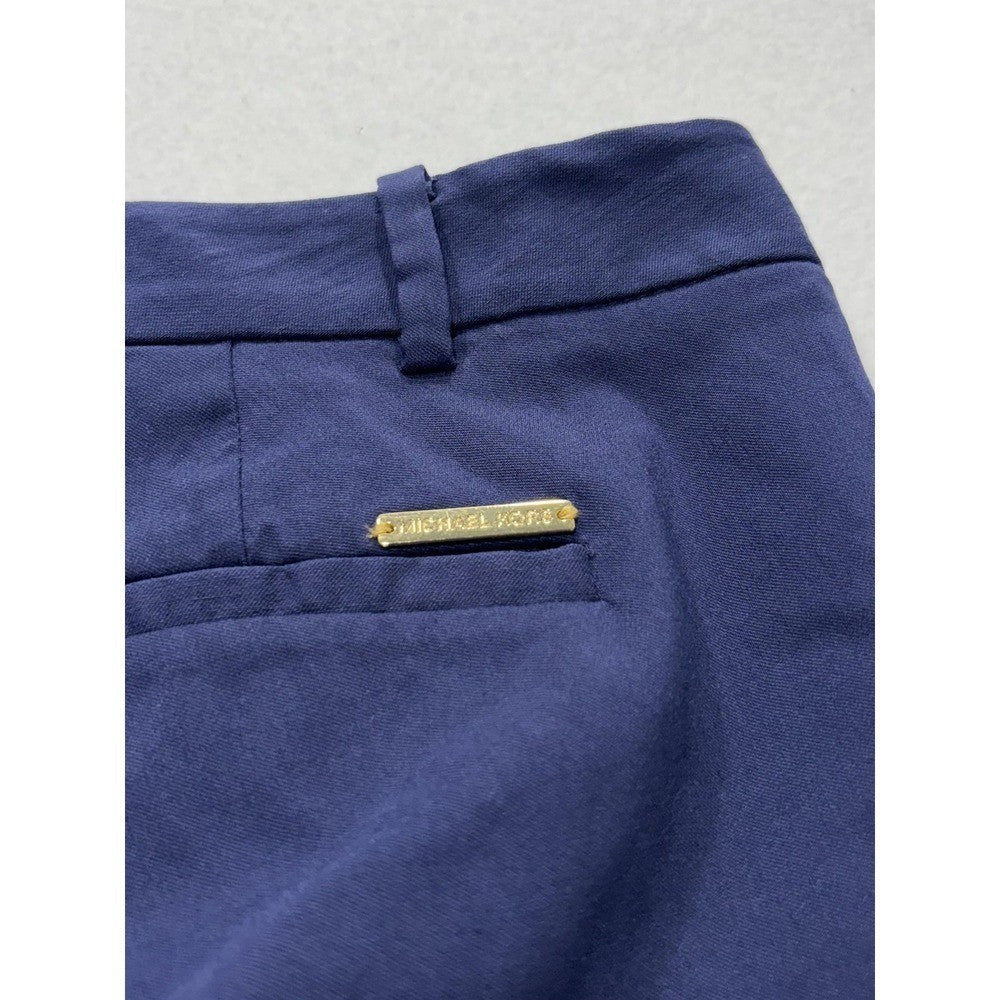 MICHAEL Michael Kors Dress Pants Womens 8 Blue Twill Slim Stretch Flat Front