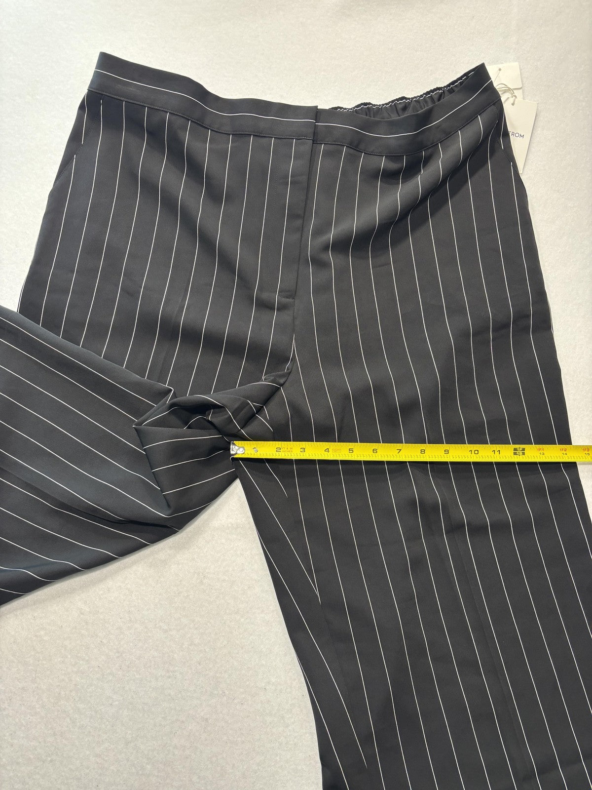 Nordstrom Dress Pants Womens XXL Black Penelope Pinstripe Wide Leg Pull On