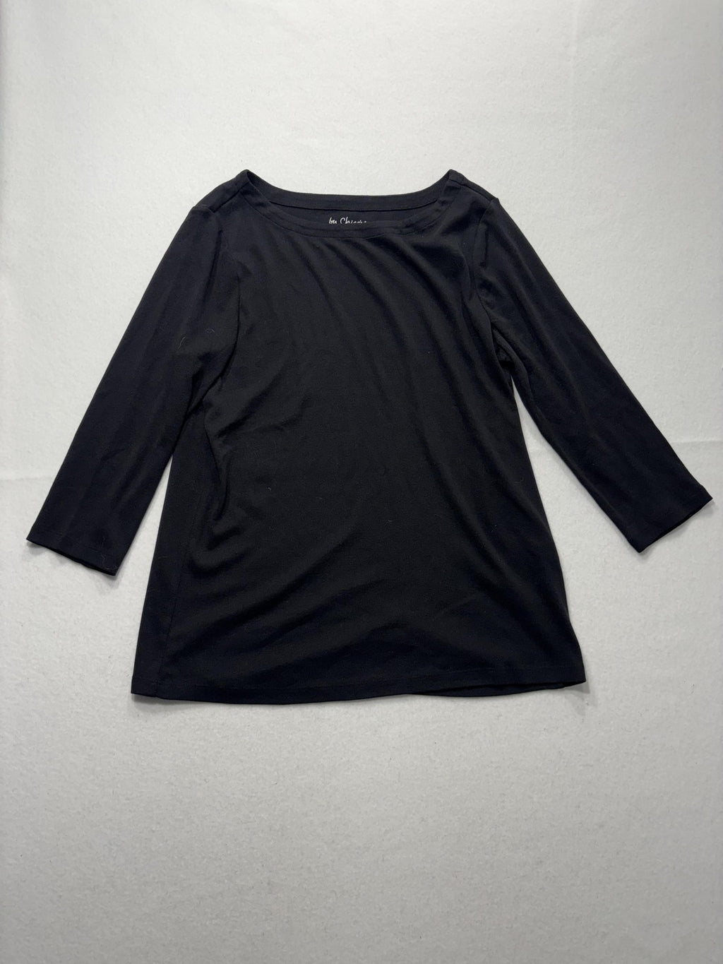 Chico's Shirt Womens 2 Black Boat Neck 3/4 Sleeve Cotton Jersey Tee Casual Top