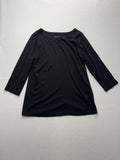 Chico's Shirt Womens 2 Black Boat Neck 3/4 Sleeve Cotton Jersey Tee Casual Top