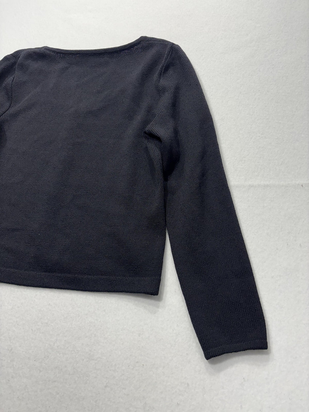 St. John Sweater Womens 4 Black Scoop Neck Rhinestone Button Long Sleeve Knit