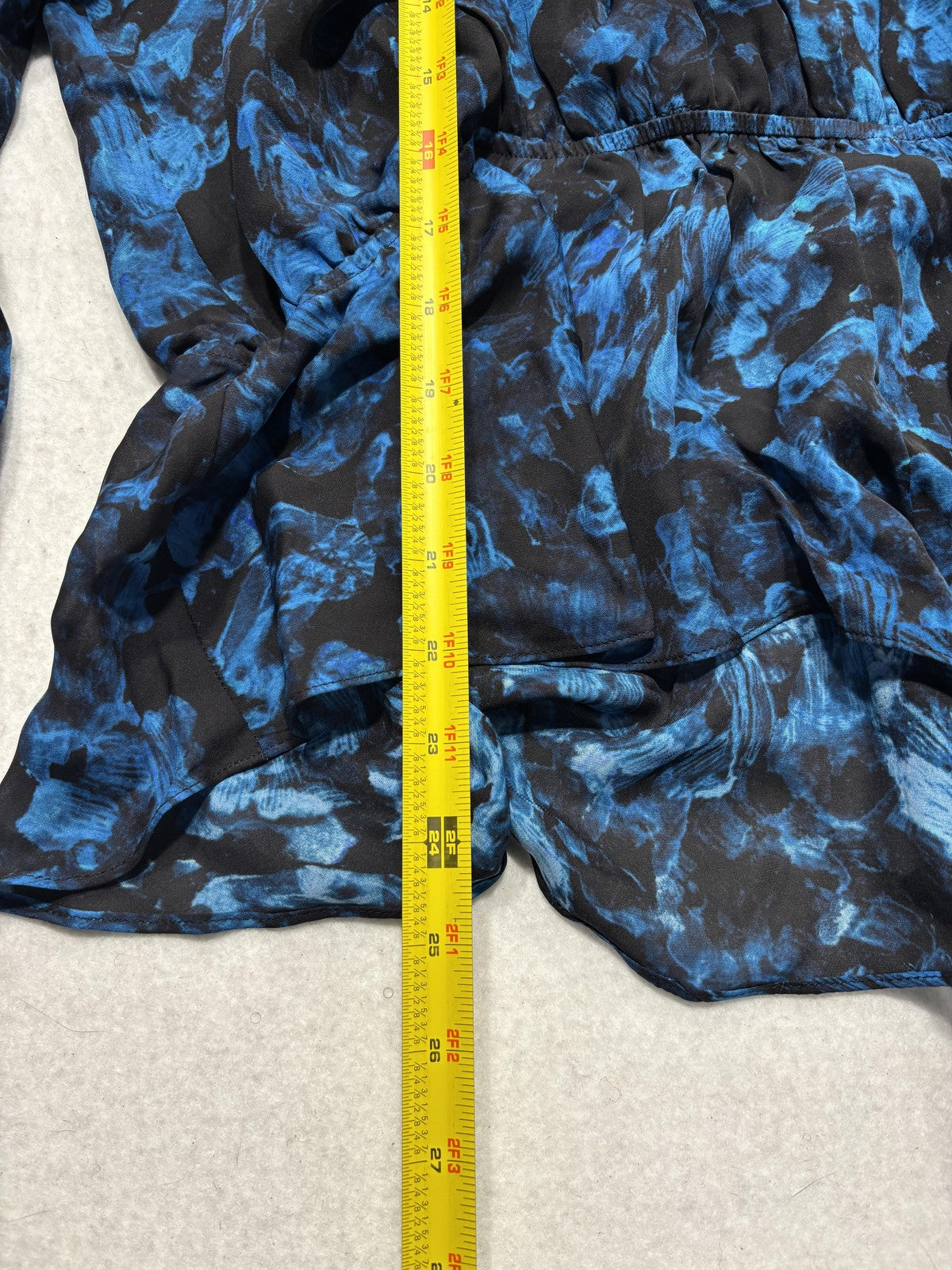 Parker Blouse Womens XL Blue Rainstorm Floral Ruffle Silk Top P9J5807SBP