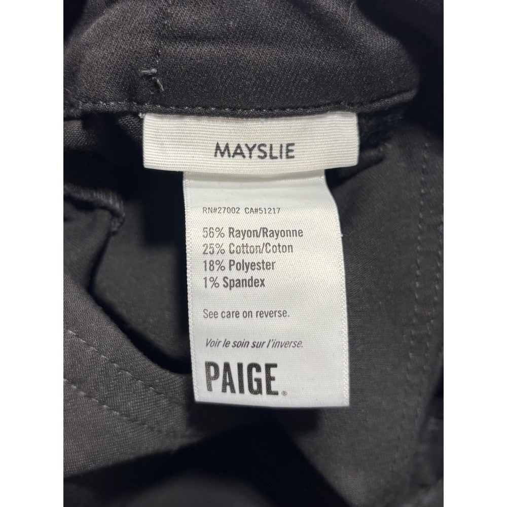 Paige Pants Womens 27 Black Mayslie Coated Denim Jogger Ankle Zip Cuffed Stretch