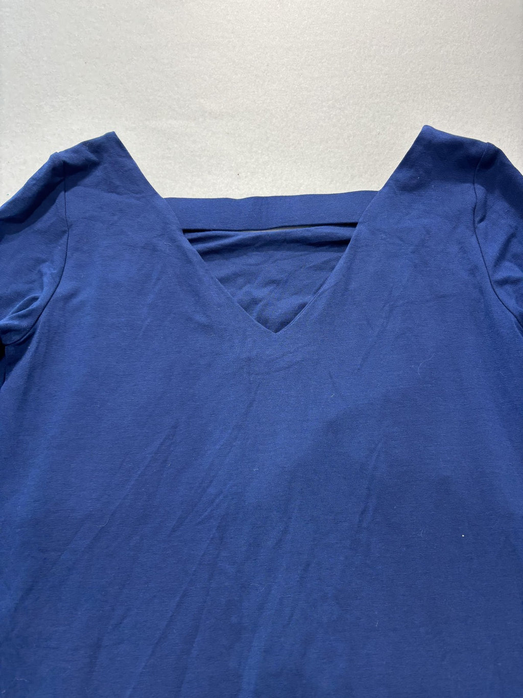 Dress Womens Medium Blue V Neck Long Sleeve Stretch Jersey Shift Knee Length