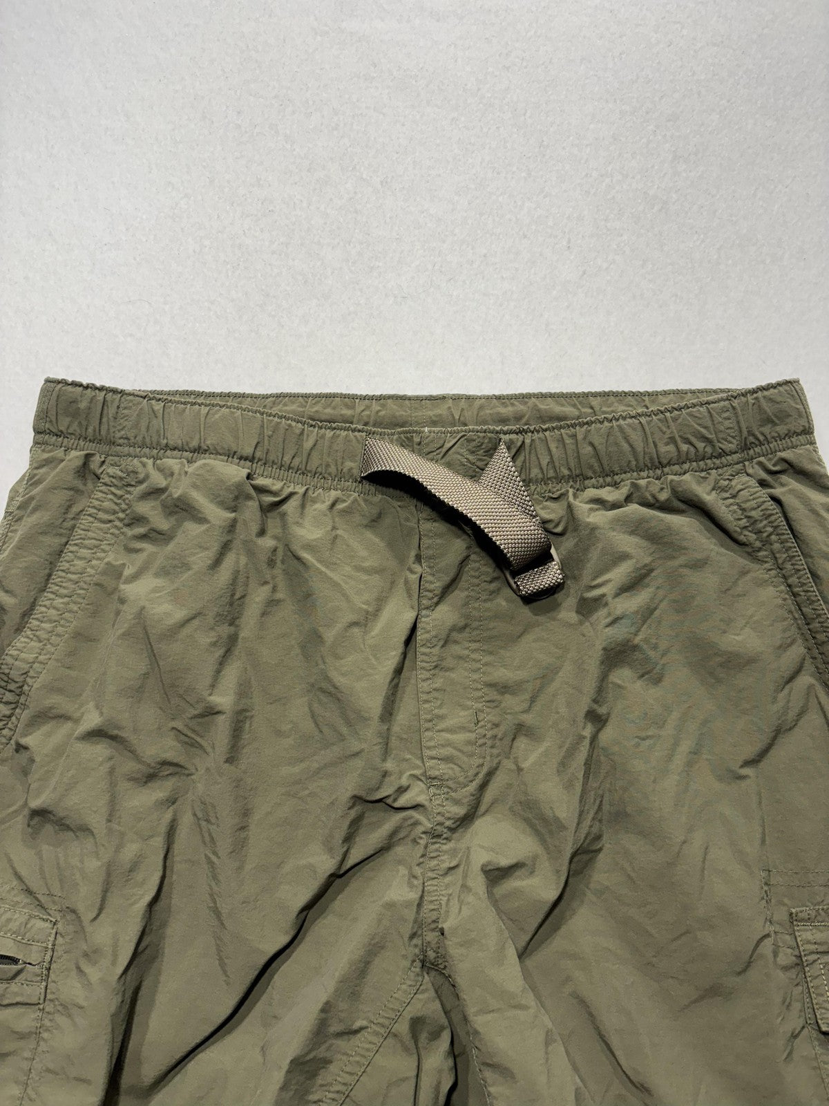 Columbia Swim Shorts Mens Large Green Elastic Waist Cargo Pockets Mesh Lined