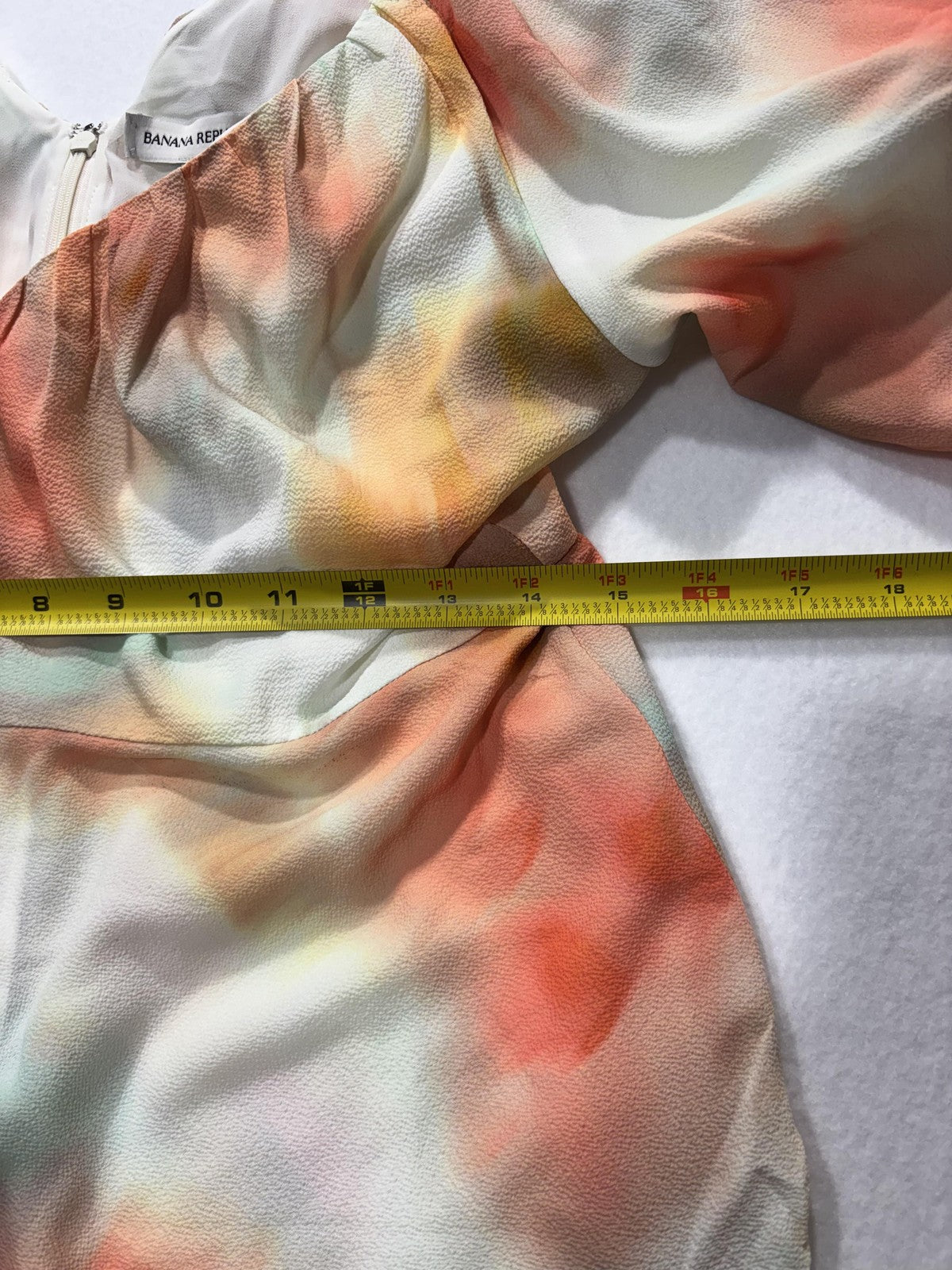Banana Republic Dress Womens 10 Multi Floral V Neck Puff Sleeve Fit Flare Midi