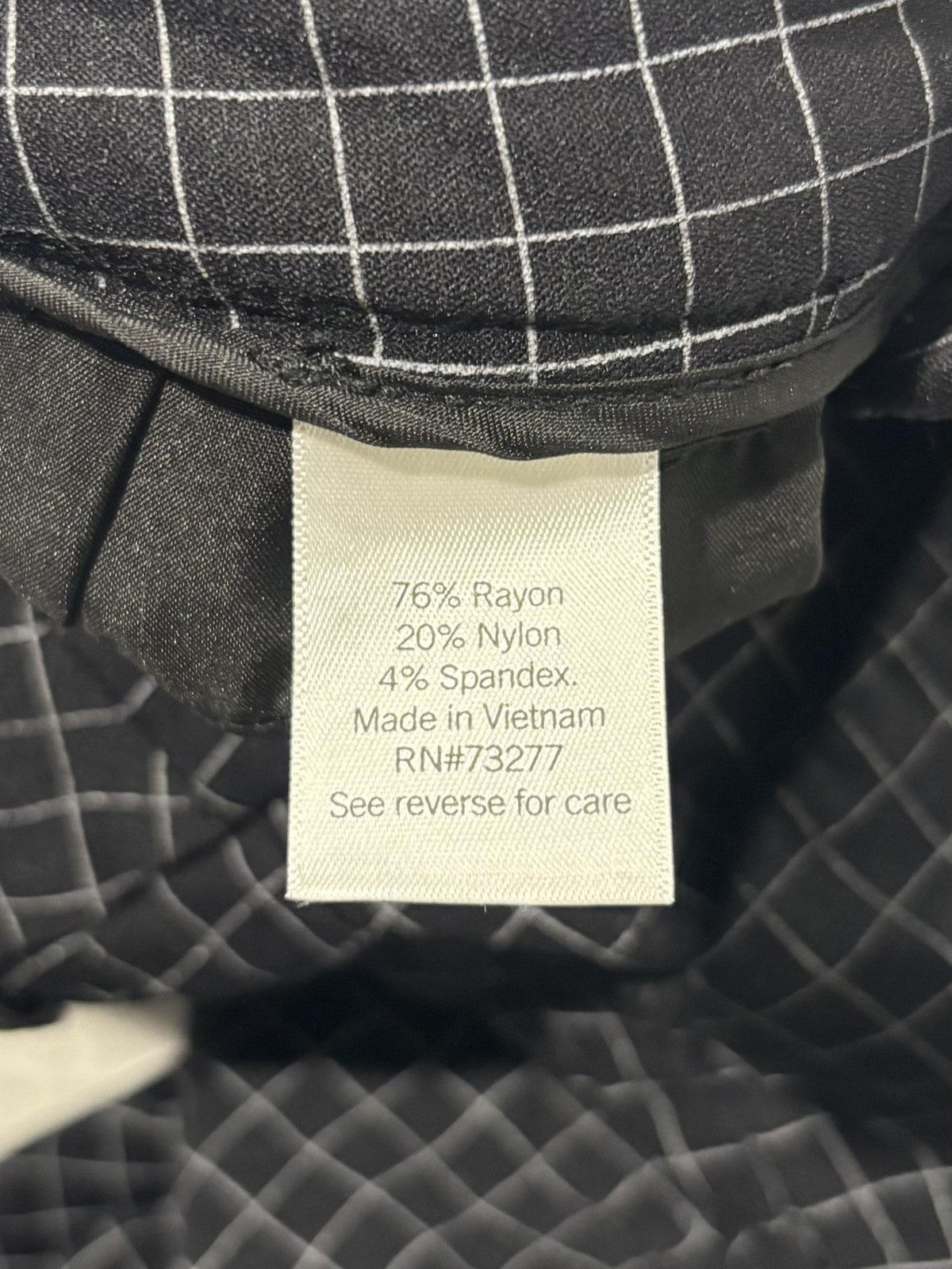 Nine West Dress Pants Womens 10 Black Check Slim Ankle Tapered Stretch Work