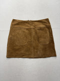 Free People Skirt Womens 10 Brown Suede Patch Pocket Mini Zip Back Fall Casual