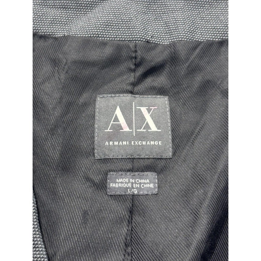 Armani Exchange Suit Vest Mens Large Gray Geometric Belted Back Formal 3 Piece