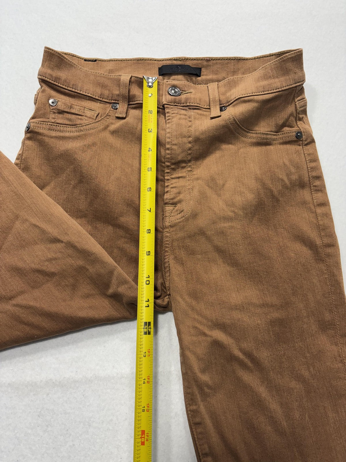 7 For All Mankind Jeans Womens 29 Brown Medium Wash Bootcut Distressed 29x32.5