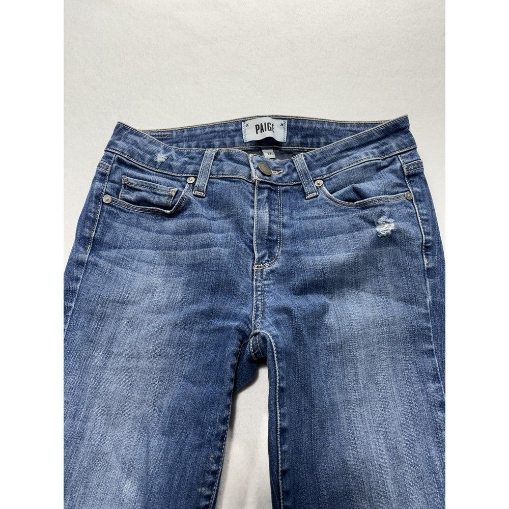 Paige Verdugo Ultra Skinny Jeans Womens 27 Blue Distressed 28x28.5 Stretch