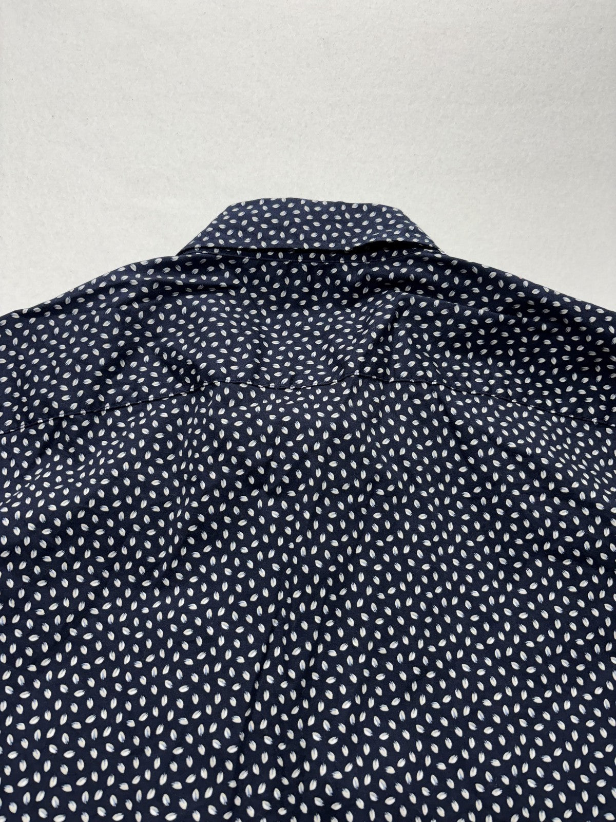 Michael Kors Shirt Mens Medium Blue Geometric Short Sleeve Button Up Slim