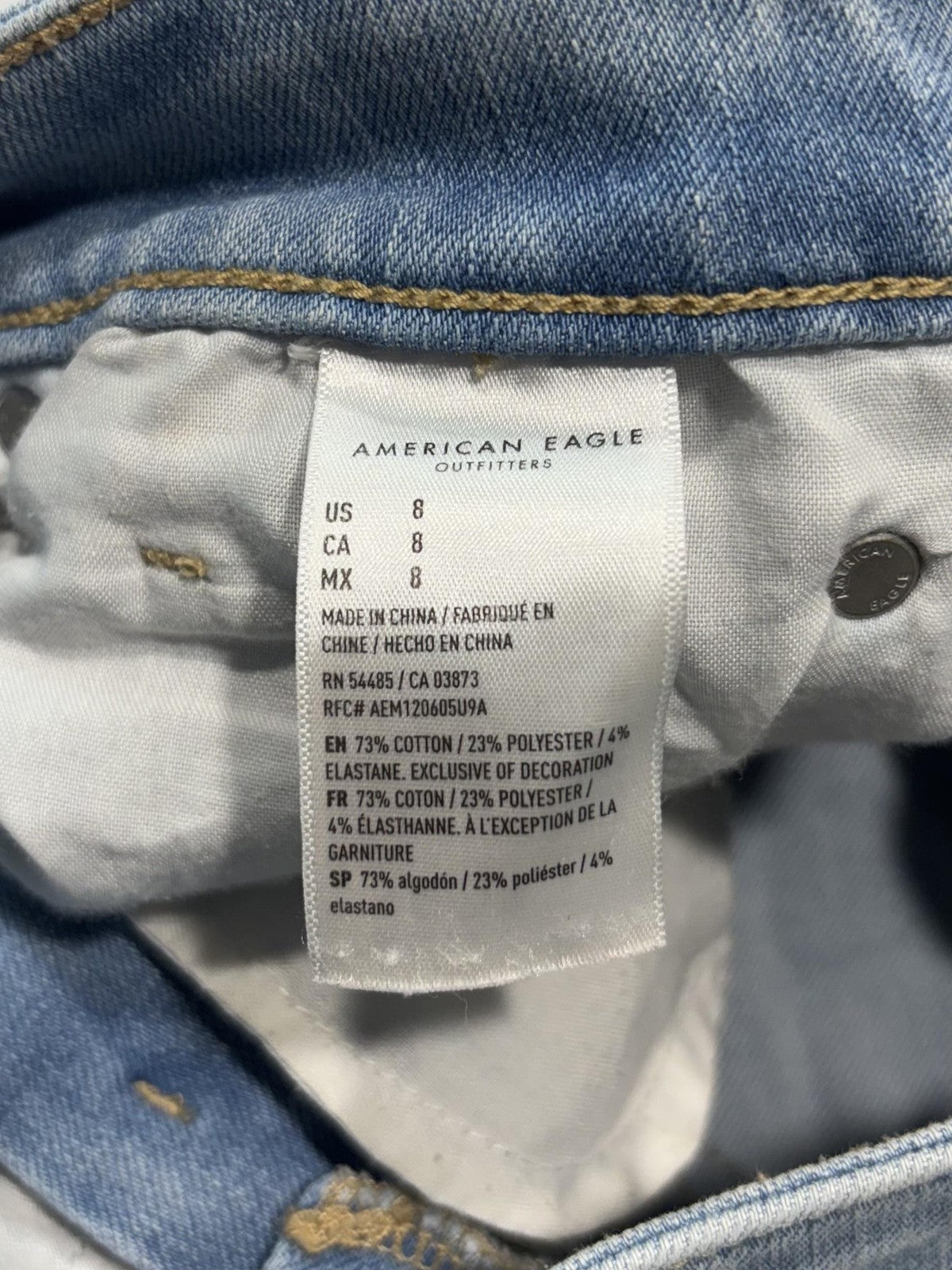 American Eagle Dream Short Womens 8 Blue Distressed Cut Off Denim MIDI
