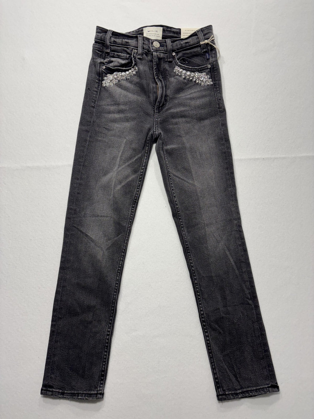 McGuire Bellwoods Vintage Slim Jeans Womens 25 Gray Beaded Rhinestone 25x30