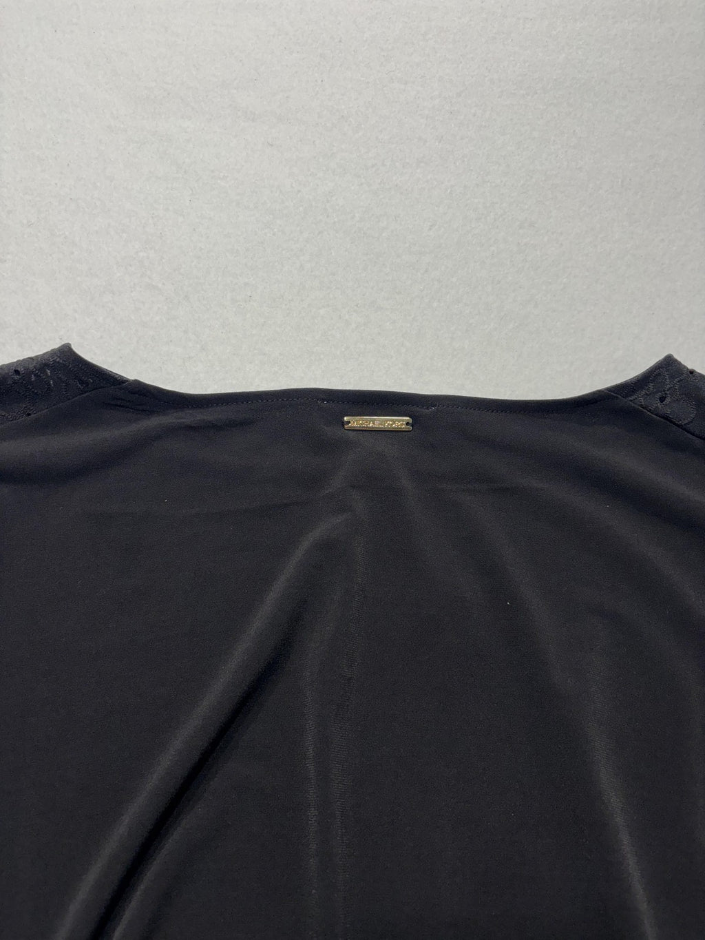 MICHAEL Michael Kors Blouse Womens Large Black Boatneck Lace Shoulder Top