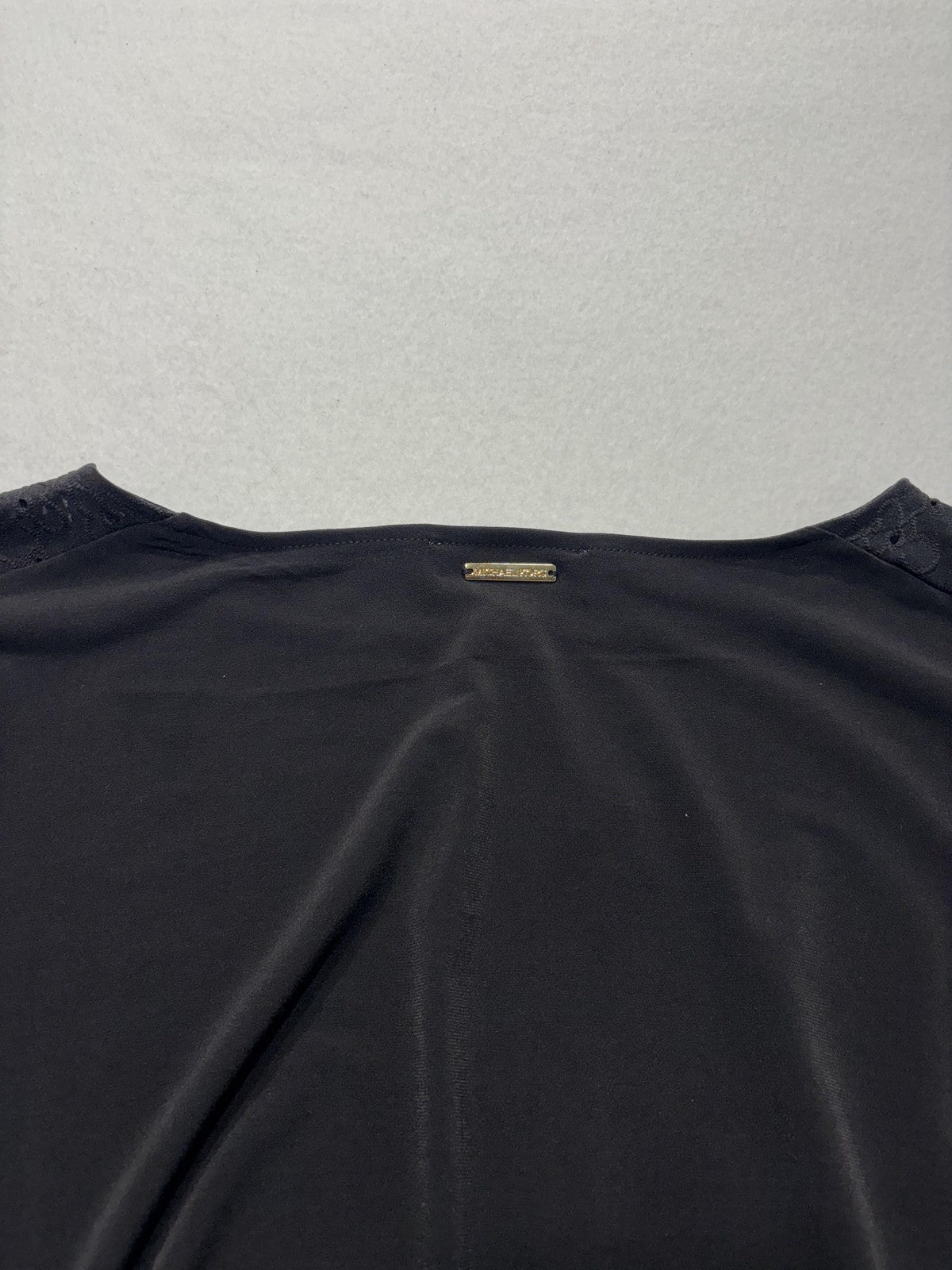 MICHAEL Michael Kors Blouse Womens Large Black Boatneck Lace Shoulder Top