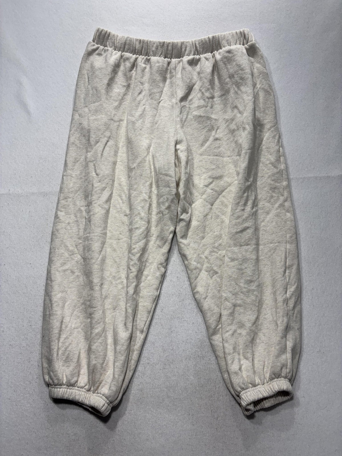 PINK Victoria's Secret Jogger Pants Womens XL Beige Fleece Elastic Pockets Ankle