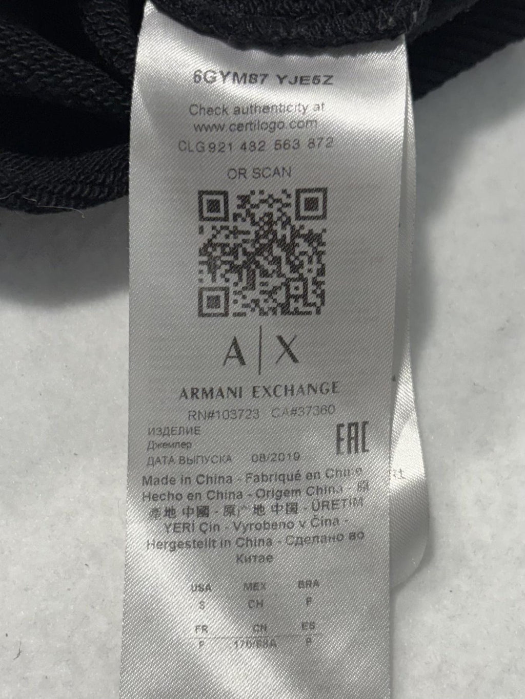 Armani Exchange Hoodie Womens Small Black Full Zip Logo Graphic Raglan Sleeve