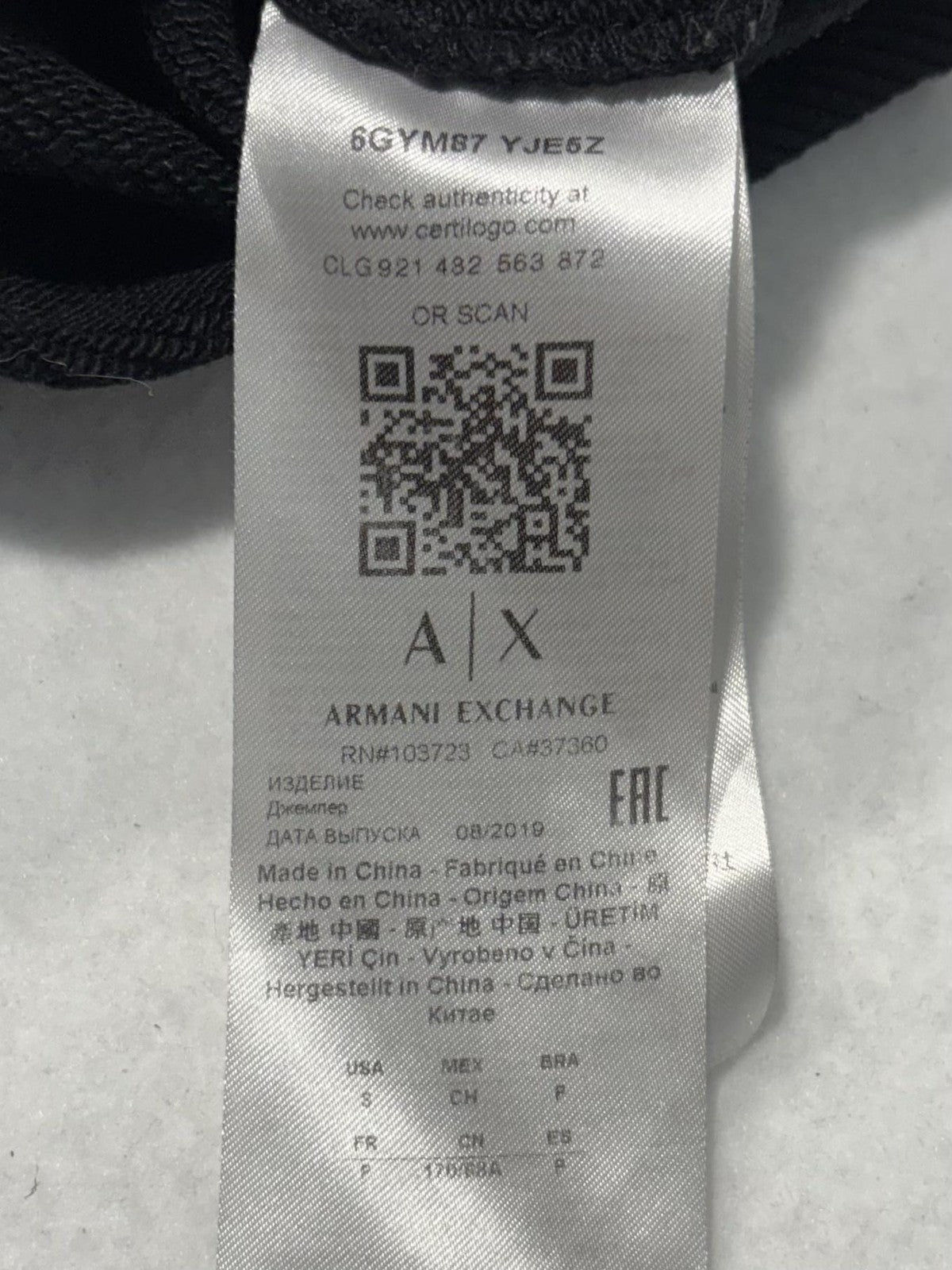 Armani Exchange Hoodie Womens Small Black Full Zip Logo Graphic Raglan Sleeve