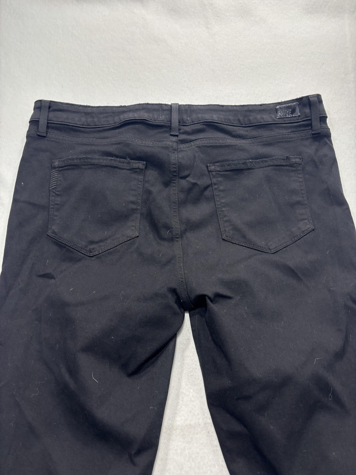 Paige Hoxton Ankle Jeans Womens 34 Black Wash Slim Stretch Distressed 34x28.5