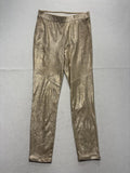Free People Leggings Womens 27 Gold Mid Rise 31.5" Inseam Ankle Metallic Stretch