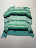 MICHAEL Michael Kors Blouse Womens S/M Blue Stripe Boat Neck Sheer Tunic Top
