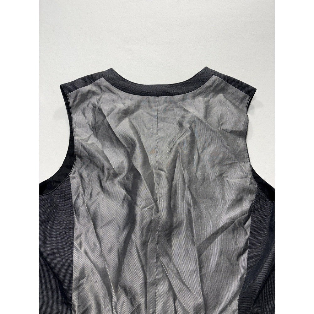 Armani Exchange Suit Vest Mens Large Gray Geometric Belted Back Formal 3 Piece