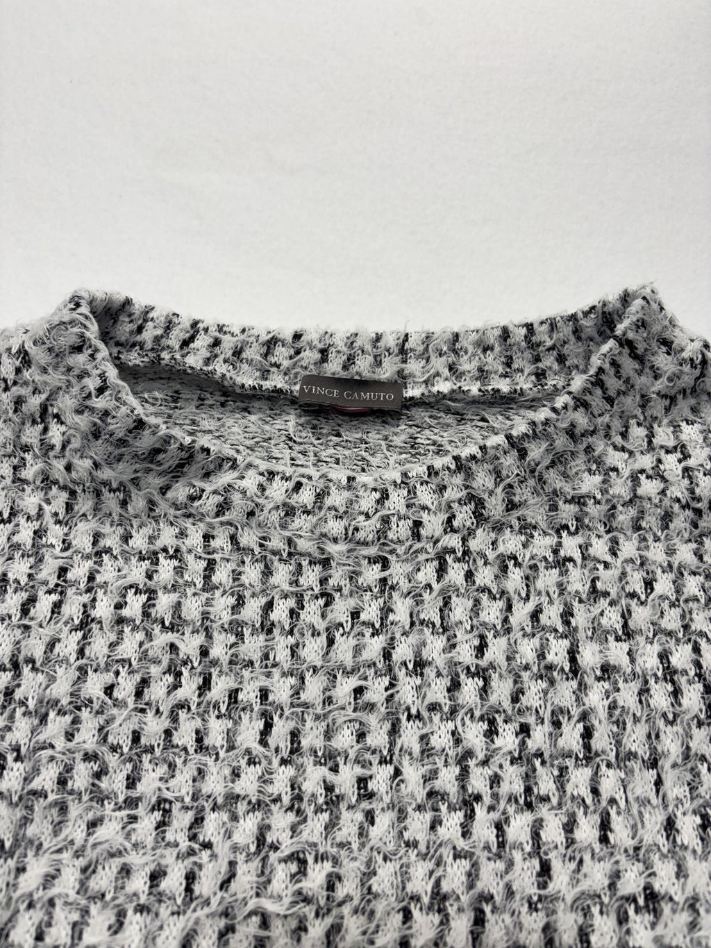 Vince Camuto Sweater Womens Medium Gray Waffle Knit Crew Long Sleeve Pullover