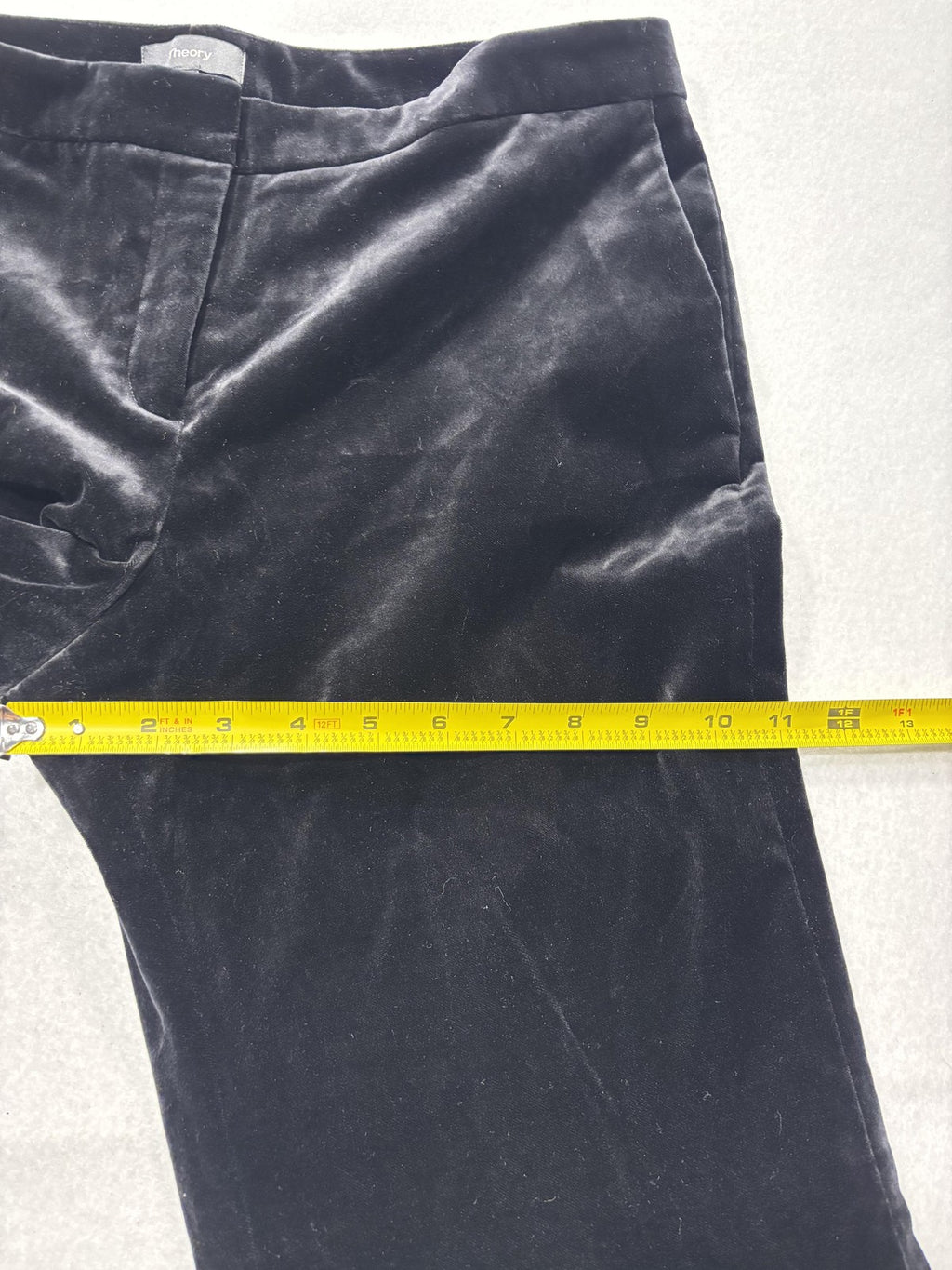Theory Dress Pants Womens 8 Black Stretch Velvet Caroleena Flare Leg Pockets